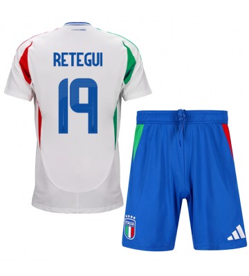 Italien Mateo Retegui #19 Borta Kläder Barn EM 2024 Kortärmad (+ Korta byxor)
